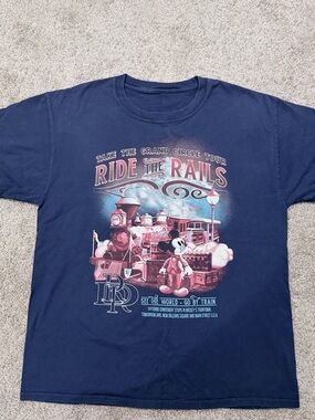 Ride the Rails Mickey Graphic Tee - Navy